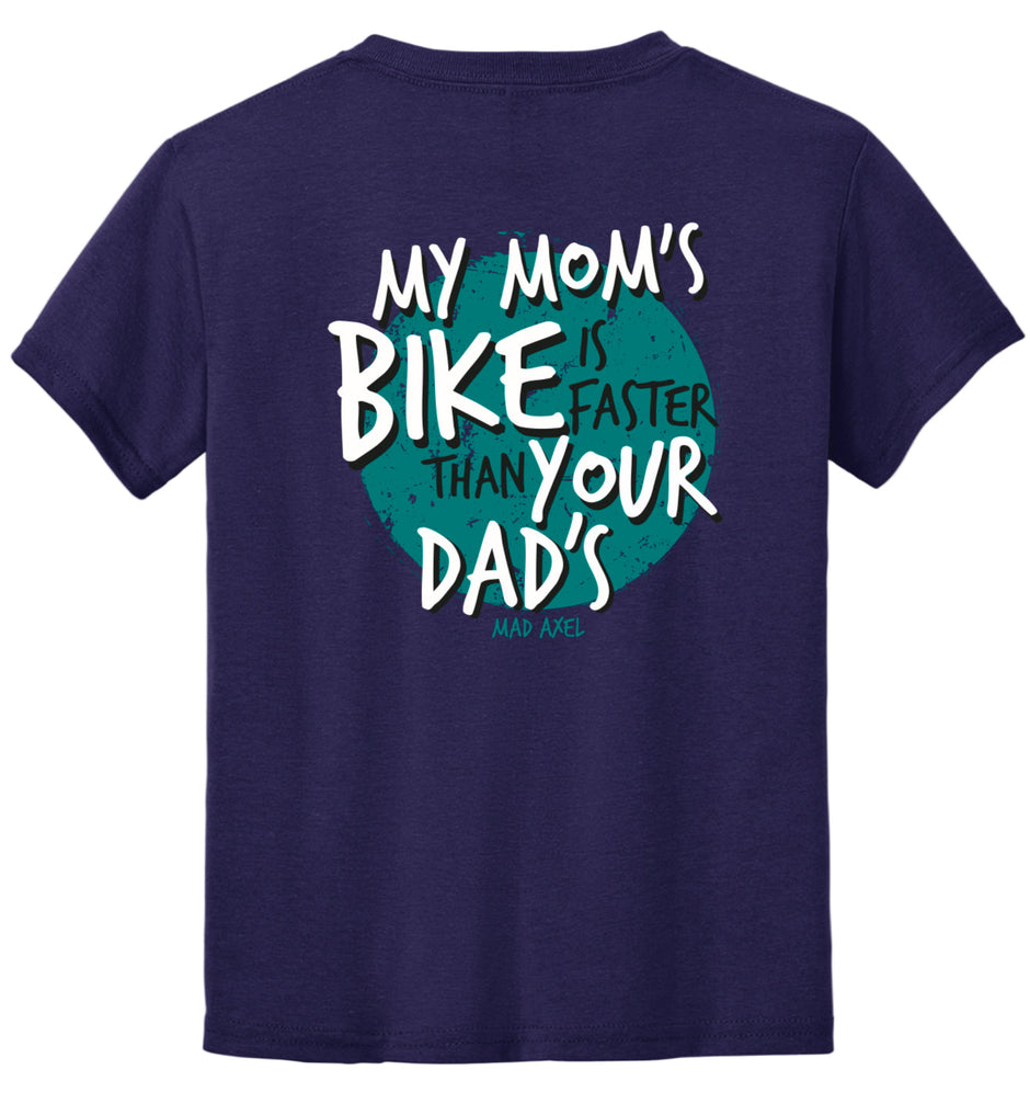 Mad Axel Co. "Mom's Faster Than Dad's" Purple/Teal Youth T-Shirt