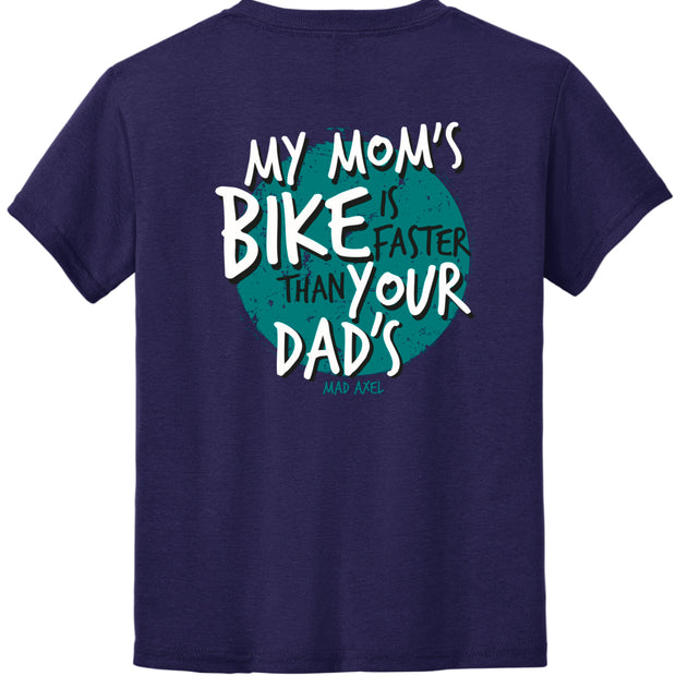 Mad Axel Co. "Mom's Faster Than Dad's" Purple/Teal Youth T-Shirt