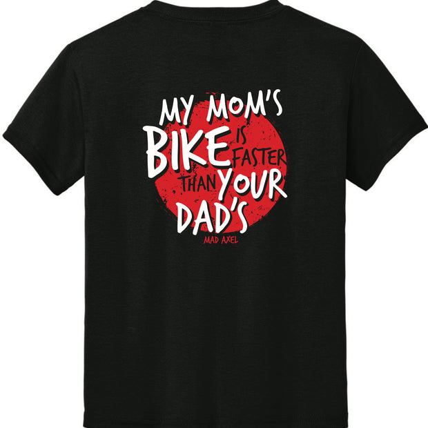 Mad Axel Co. "Mom's Faster Than Dad's" Black/Red Youth T-Shirt
